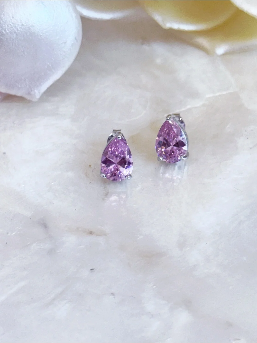 925 Sterling Silver Faux Pink Sapphire Pear shape NWOT
